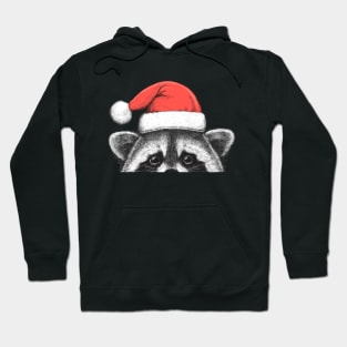 Raccoon in a Santa hat Hoodie